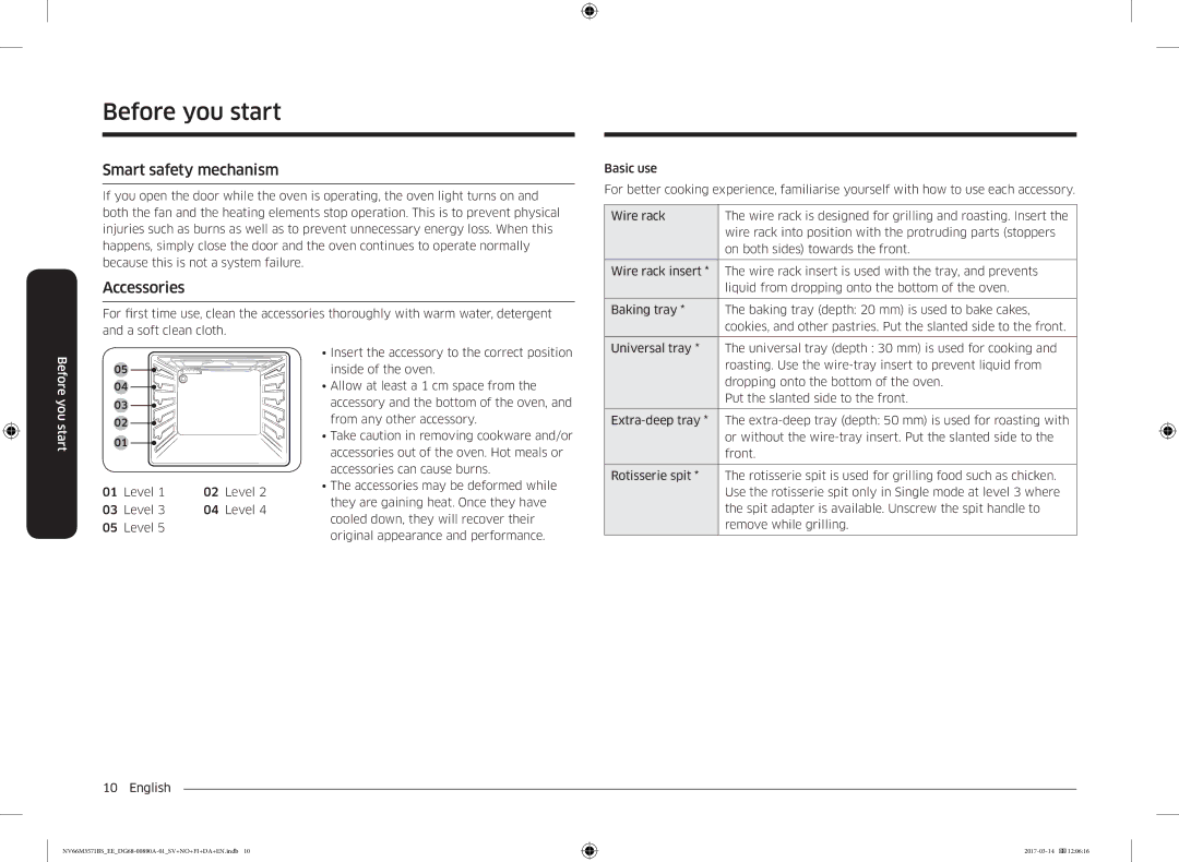 Samsung NV66M3571BS/EE manual Smart safety mechanism, Accessories 