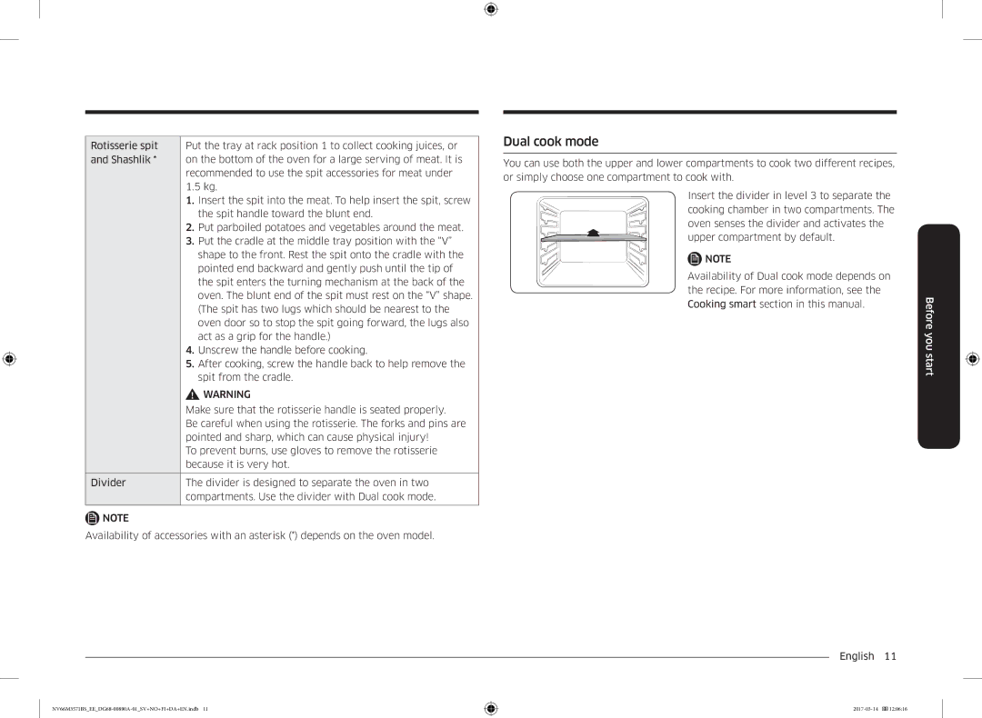 Samsung NV66M3571BS/EE manual Dual cook mode 