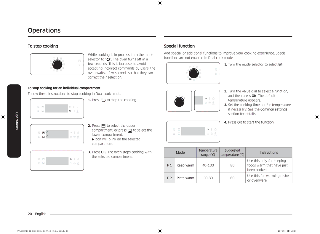 Samsung NV66M3571BS/EE manual To stop cooking, Special function, Use this only for keeping 