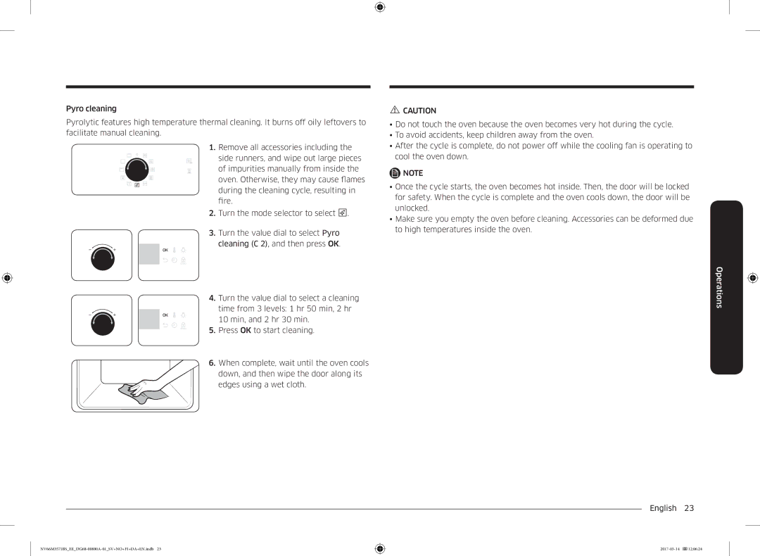 Samsung NV66M3571BS/EE manual Operations 