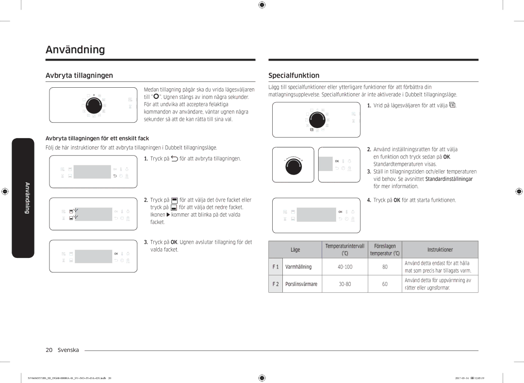 Samsung NV66M3571BS/EE manual Avbryta tillagningen, Specialfunktion 