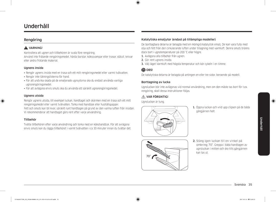 Samsung NV66M3571BS/EE manual Underhåll 