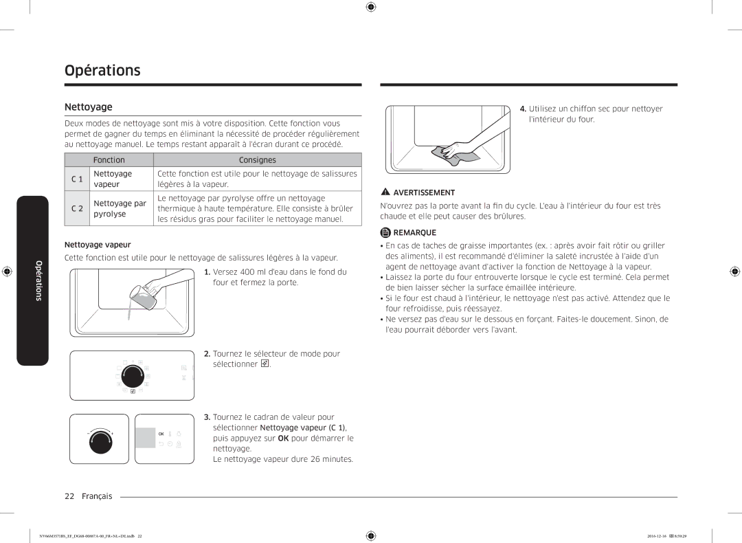 Samsung NV66M3571BS/EG, NV66M3571BS/EF manual Nettoyage 