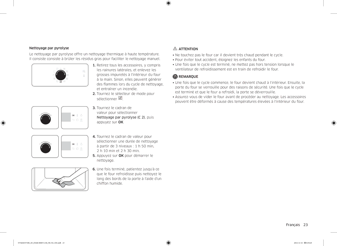 Samsung NV66M3571BS/EF, NV66M3571BS/EG manual Remarque 