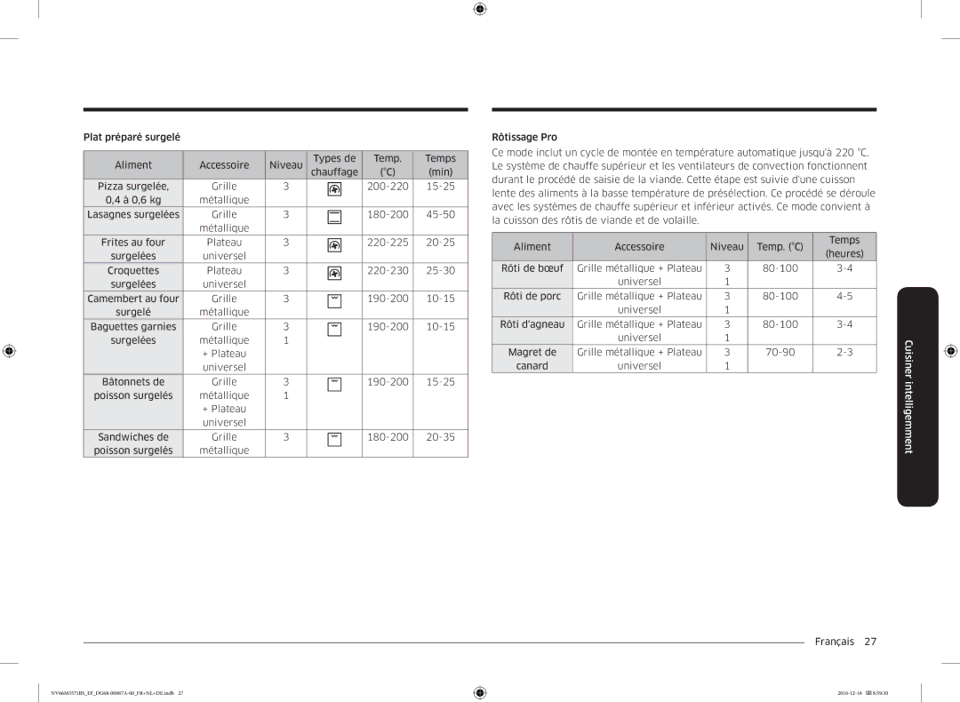 Samsung NV66M3571BS/EF, NV66M3571BS/EG manual Cuisiner intelligemment 