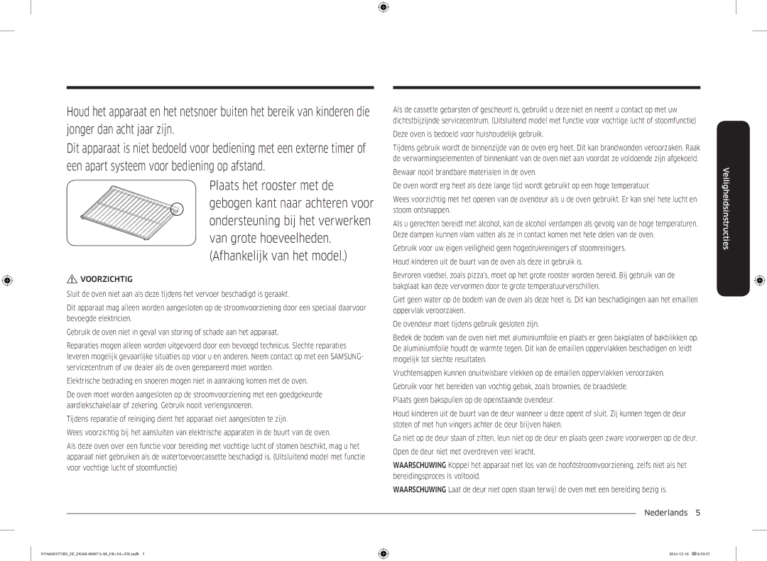 Samsung NV66M3571BS/EF, NV66M3571BS/EG manual Deze oven is bedoeld voor huishoudelijk gebruik 