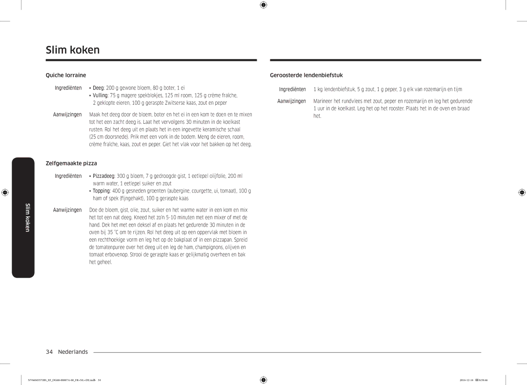 Samsung NV66M3571BS/EG, NV66M3571BS/EF manual Slim koken 