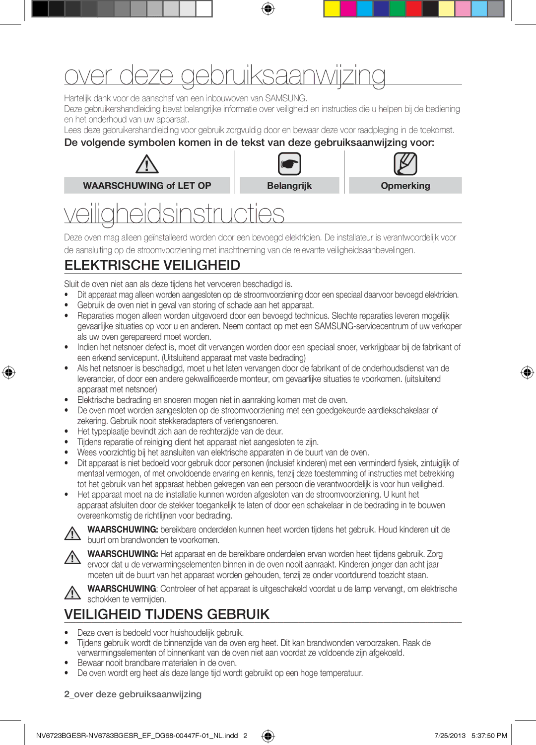 Samsung NV6723BGESR/EF manual Over deze gebruiksaanwijzing, Veiligheidsinstructies, Elektrische Veiligheid 