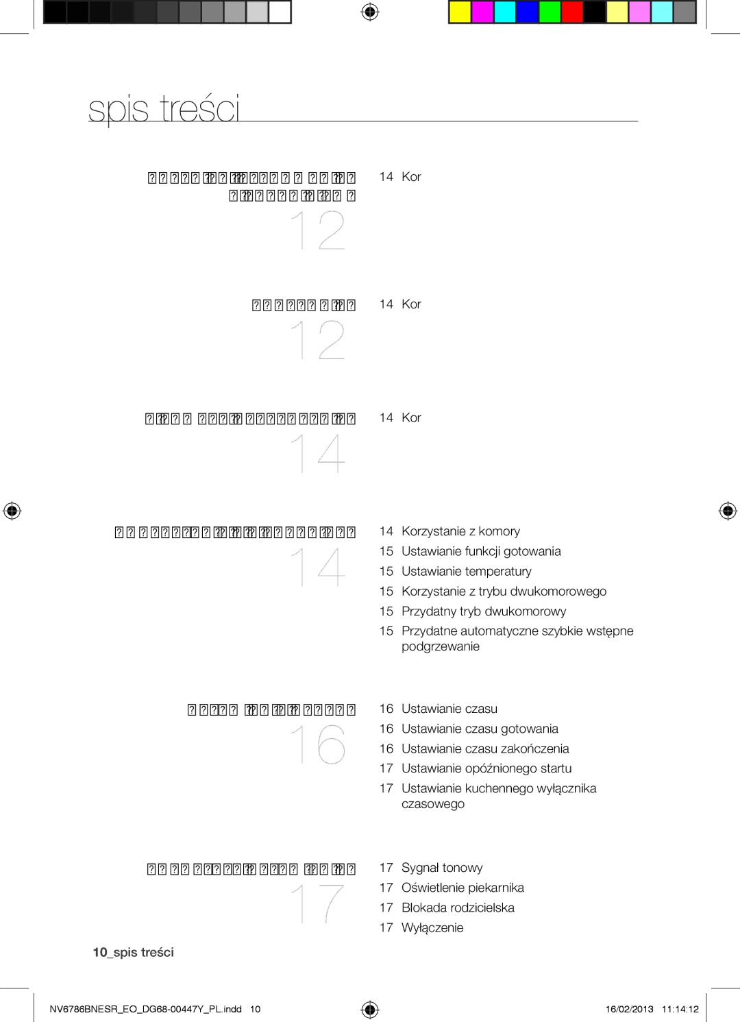 Samsung NV6786BNESR/EO manual Spis treści, 10spis treści 