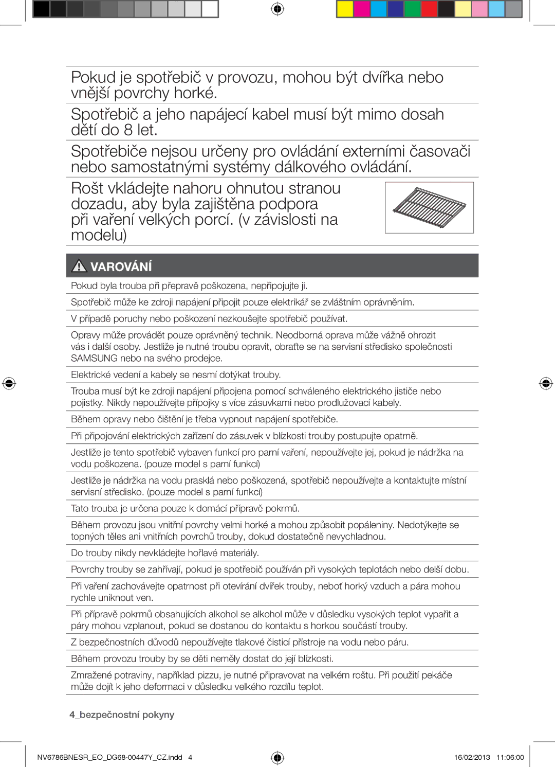 Samsung NV6786BNESR/EO manual Modelu, 4bezpečnostní pokyny 