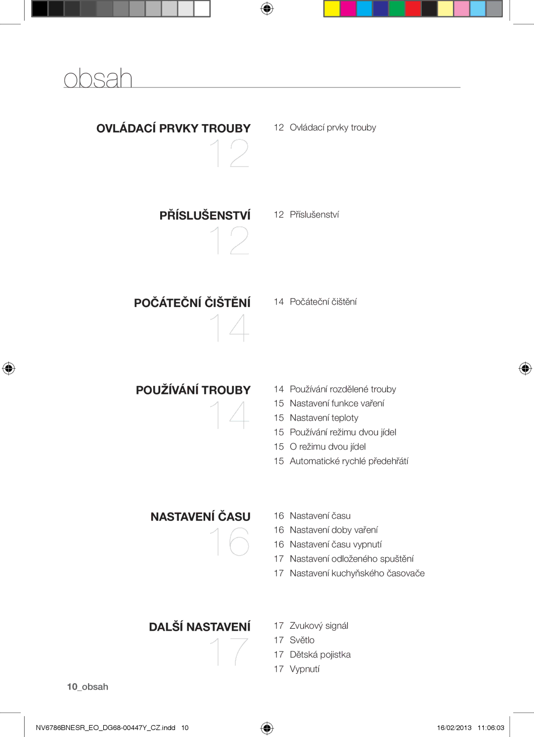 Samsung NV6786BNESR/EO manual Obsah 