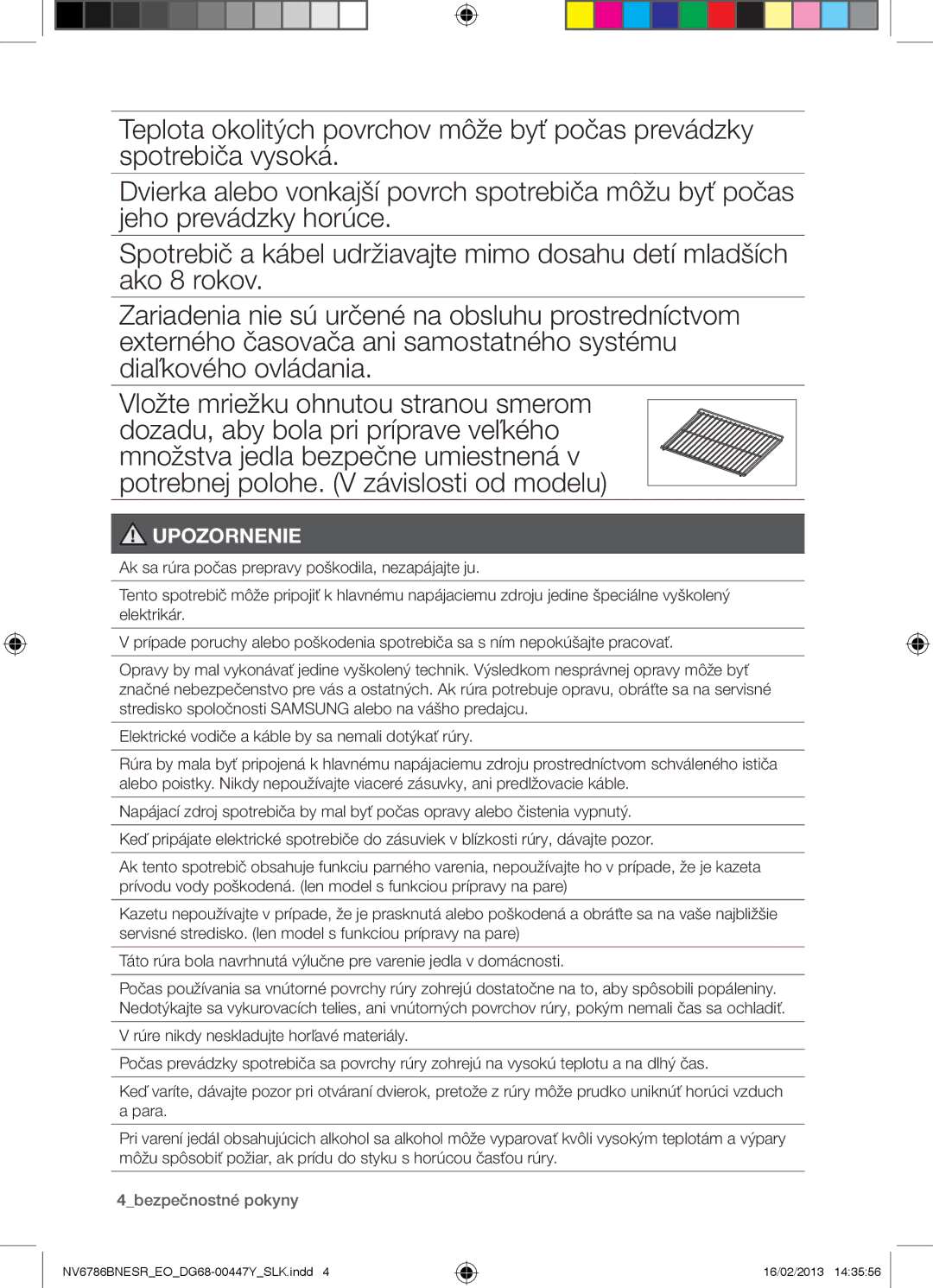 Samsung NV6786BNESR/EO manual Potrebnej polohe. V závislosti od modelu, 4bezpečnostné pokyny 