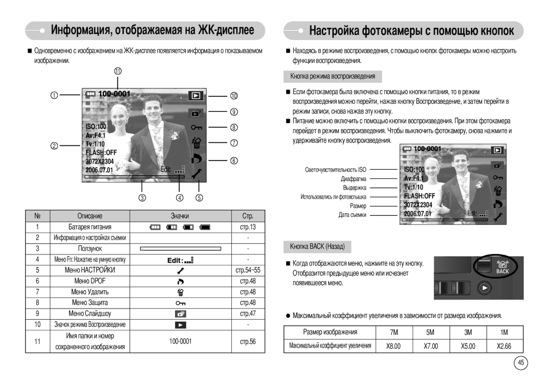 Samsung EC-NV7ZZBBR/E1 Одновременно с изображением на Изображении, Edit, Стр.48, Стр.47, 100-0001, Функции воспроизведения 