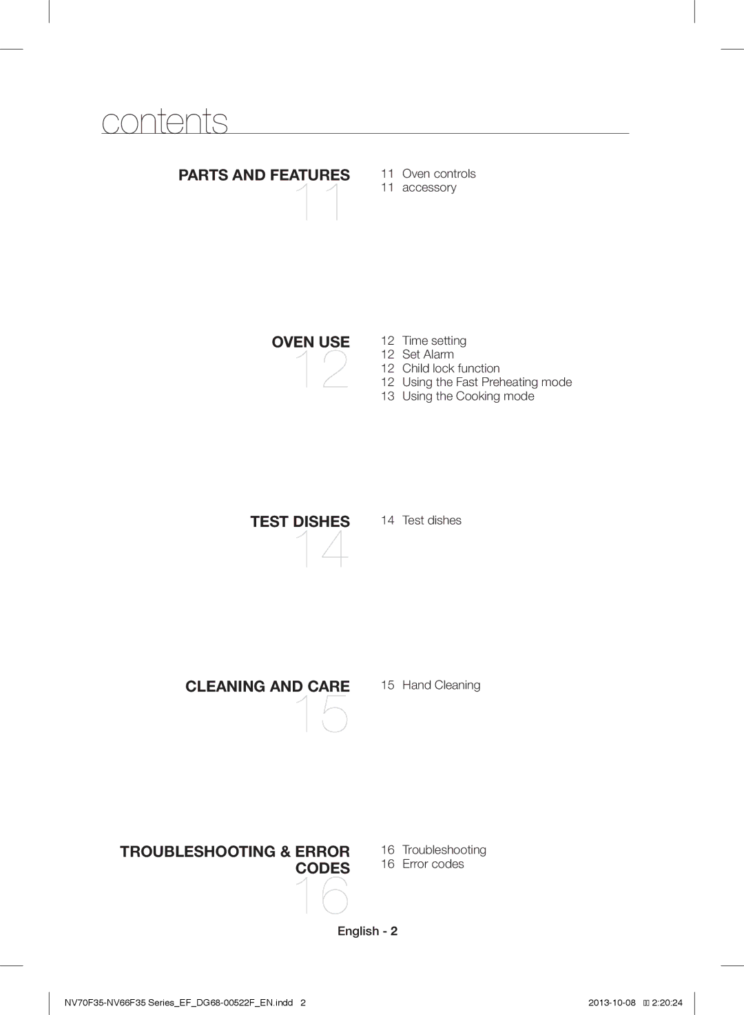 Samsung NV70F3553LS/EF manual Contents 