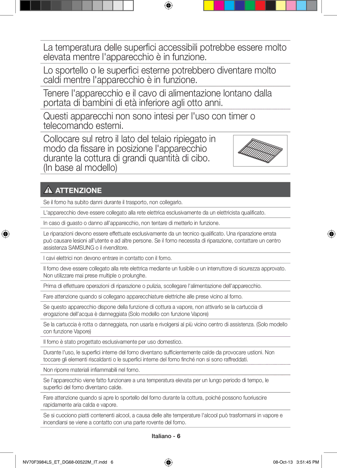 Samsung NV70F3984LS/ET manual Attenzione 