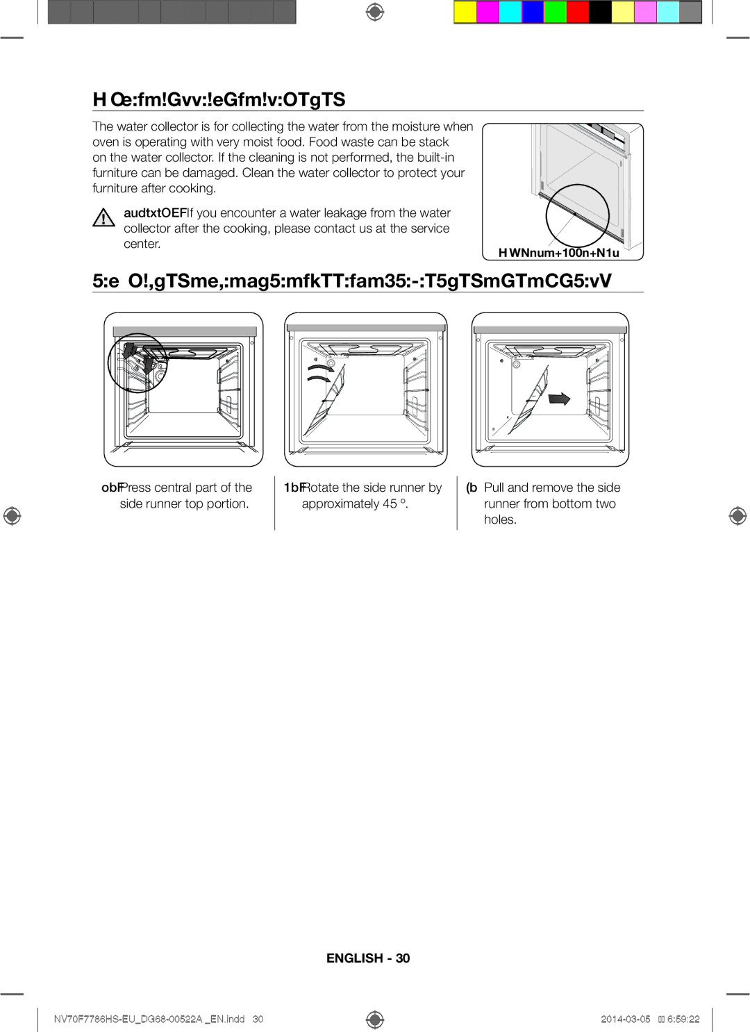 Samsung NV70F7786HS/EU manual Water collector cleaning, Detaching the side runners depending on model 