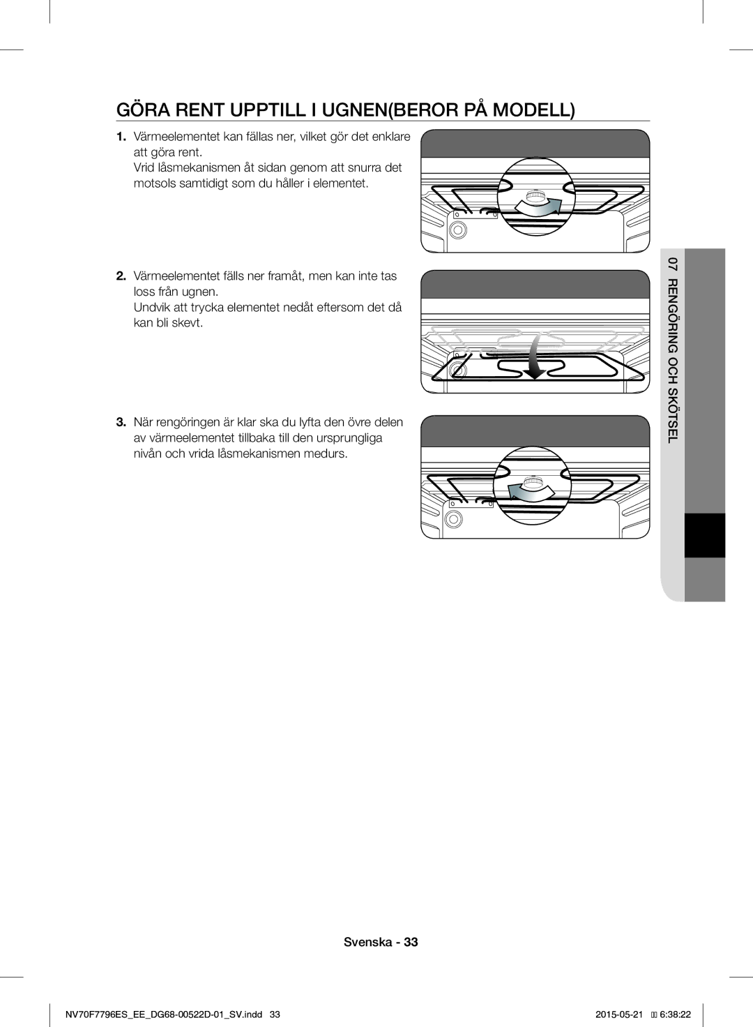 Samsung NV70F7796ES/EE manual Göra Rent Upptill I Ugnenberor PÅ Modell 