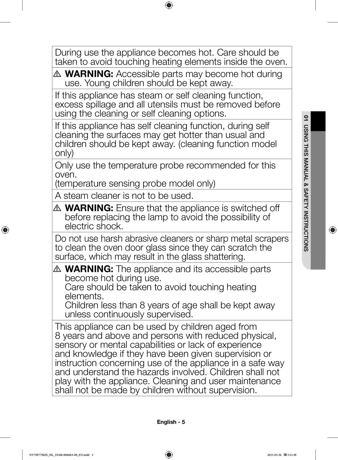 Samsung NV70F7796ES/ML manual 01USING this Manual & Safety Instructions 