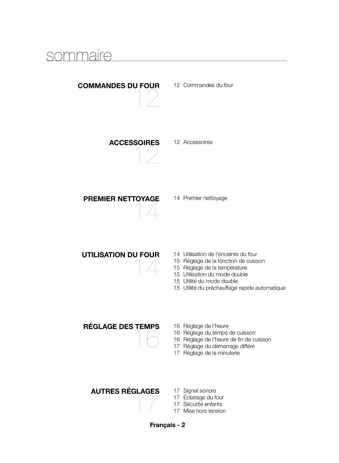 Samsung NV70F7796MS/EF, NV70F7766LS/EF manual Sommaire 