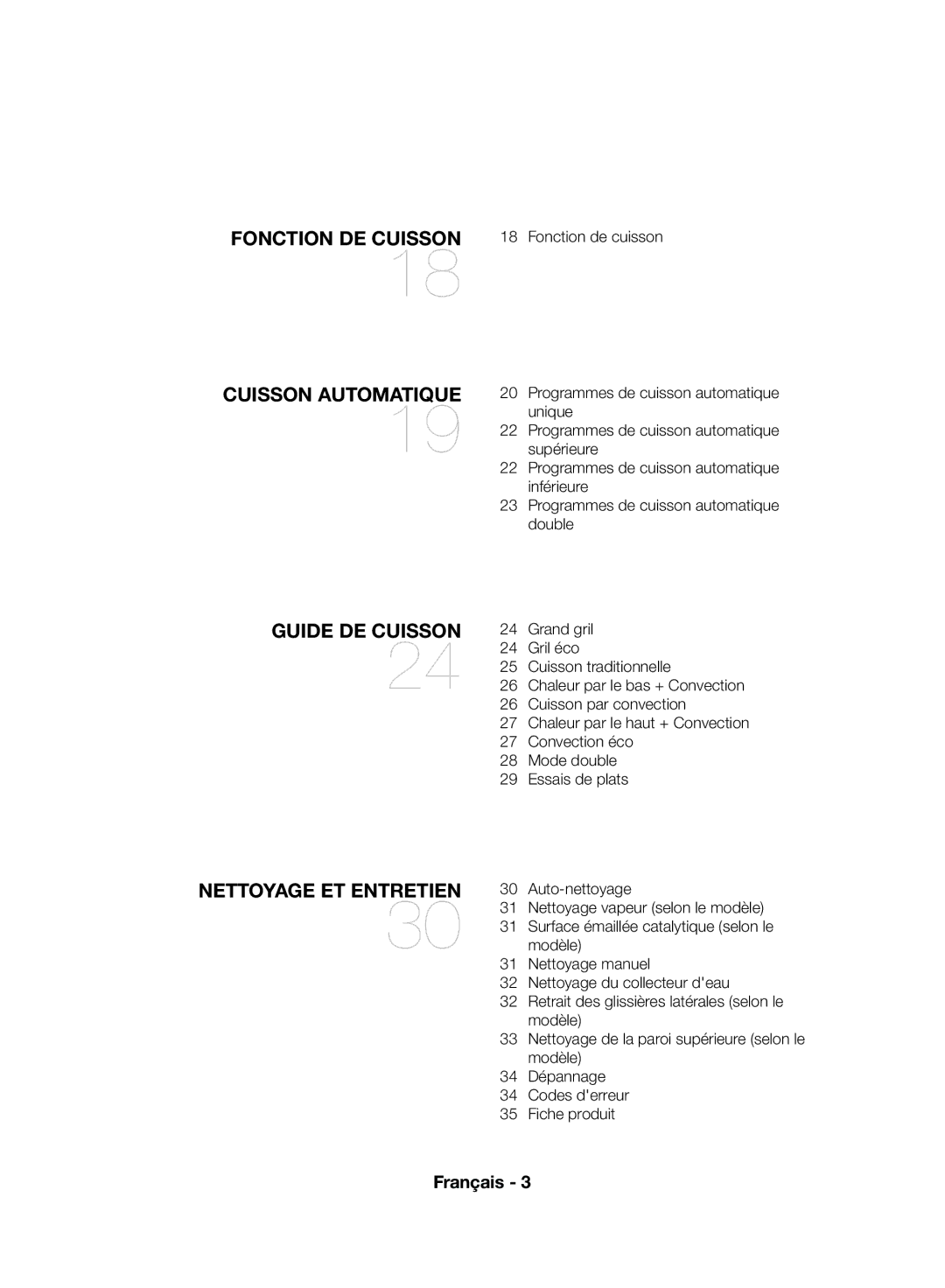 Samsung NV70F7766LS/EF, NV70F7796MS/EF manual Cuisson Automatique Guide DE Cuisson, Fonction de cuisson 