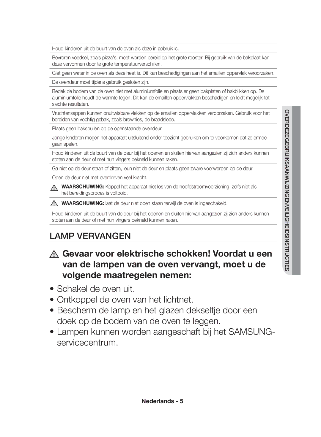 Samsung NV70F7796MS/EF manual Lamp Vervangen 