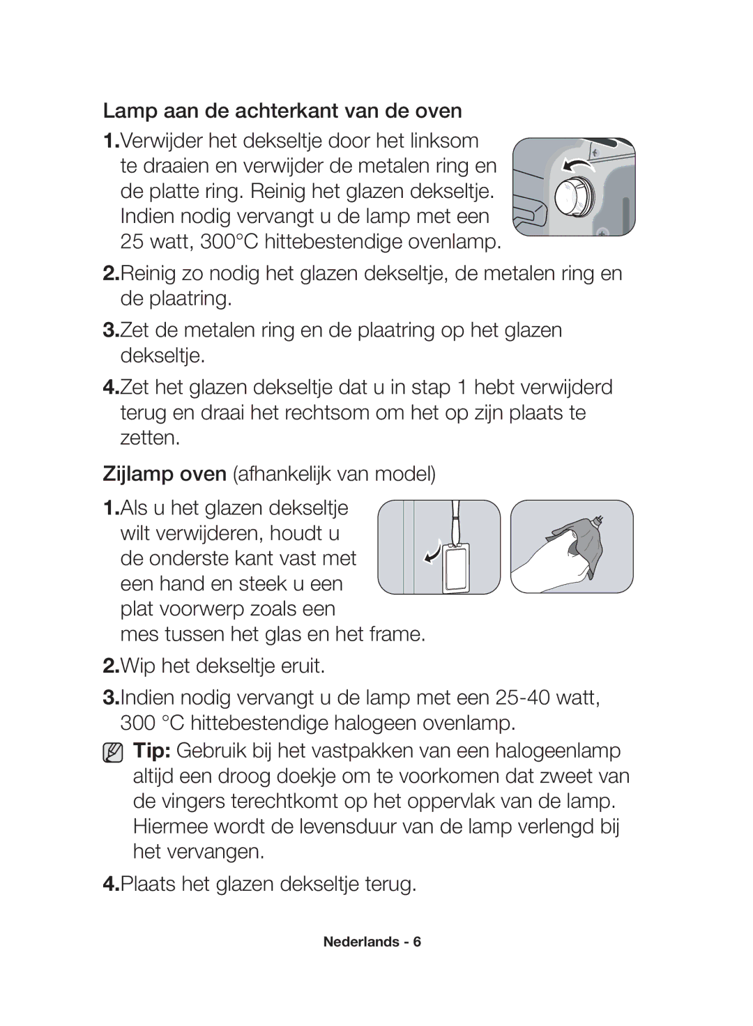 Samsung NV70F7796MS/EF manual Lamp aan de achterkant van de oven 