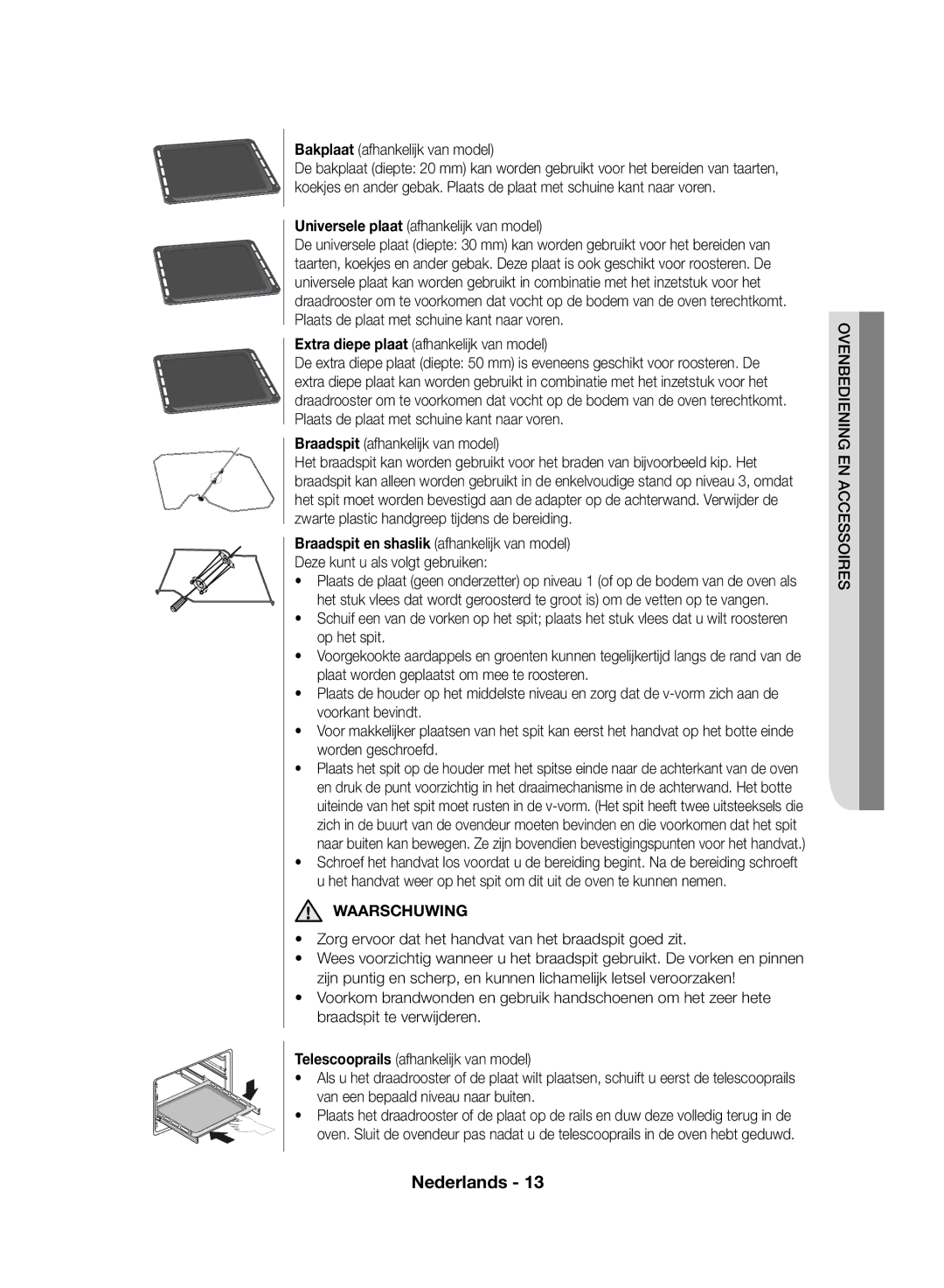 Samsung NV70F7796MS/EF manual Waarschuwing 