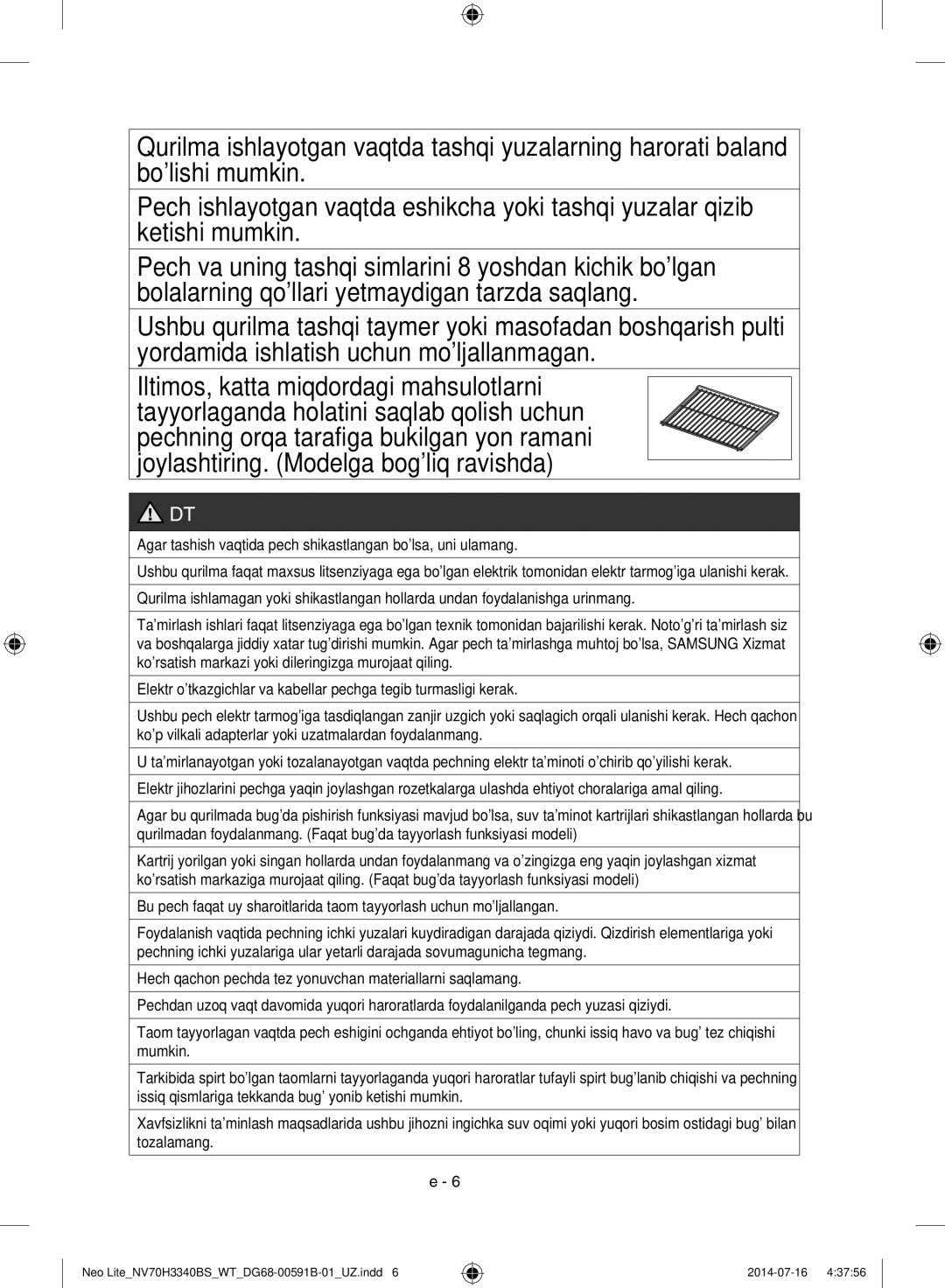 Samsung NV70H3340BS/WT manual Diqqat 