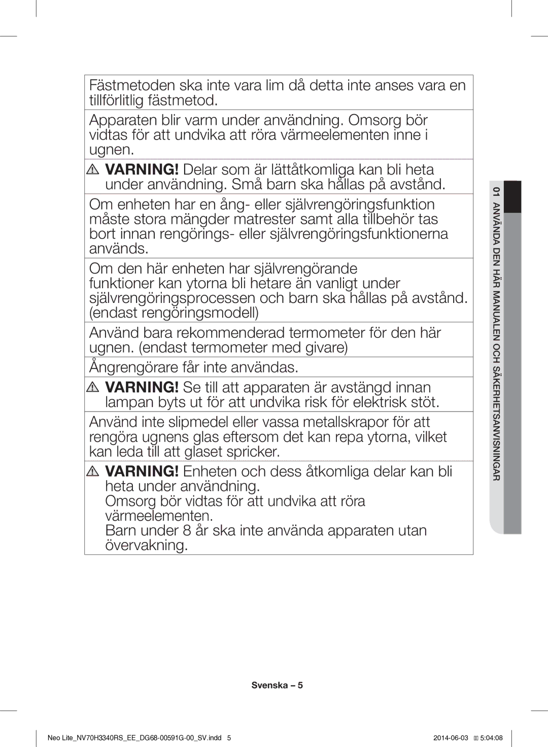 Samsung NV70H3340RS/EE manual Neo LiteNV70H3340RSEEDG68-00591G-00SV.indd 2014-06-03 50408 