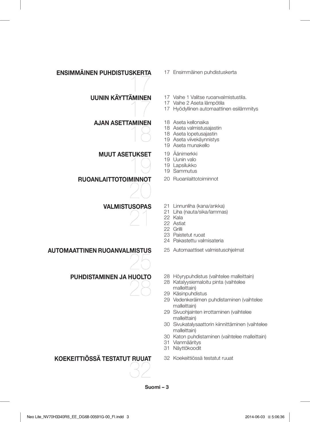 Samsung NV70H3340RS/EE manual Suomi 