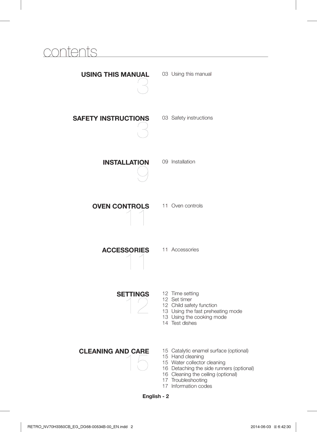 Samsung NV70H3350CB/EG manual Contents 