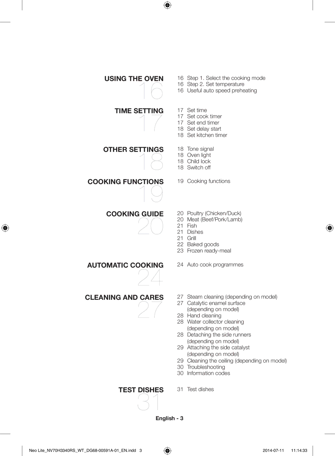 Samsung NV70H3350RS/WT manual Auto cook programmes, Steam cleaning depending on model 