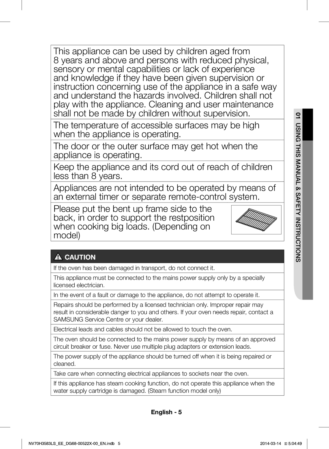 Samsung NV70H3583LS/EE manual This appliance can be used by children aged from 