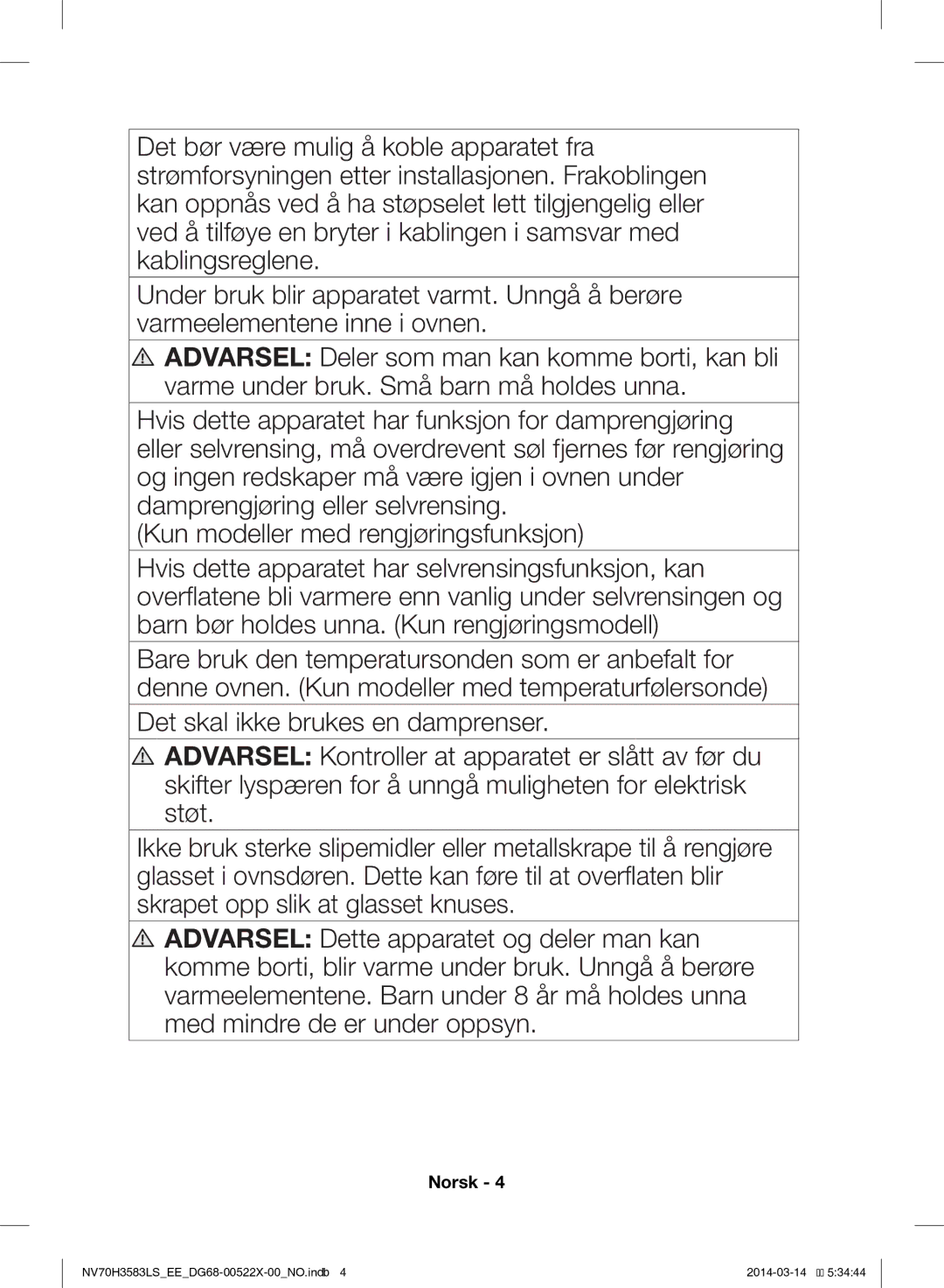 Samsung NV70H3583LS/EE manual Norsk 