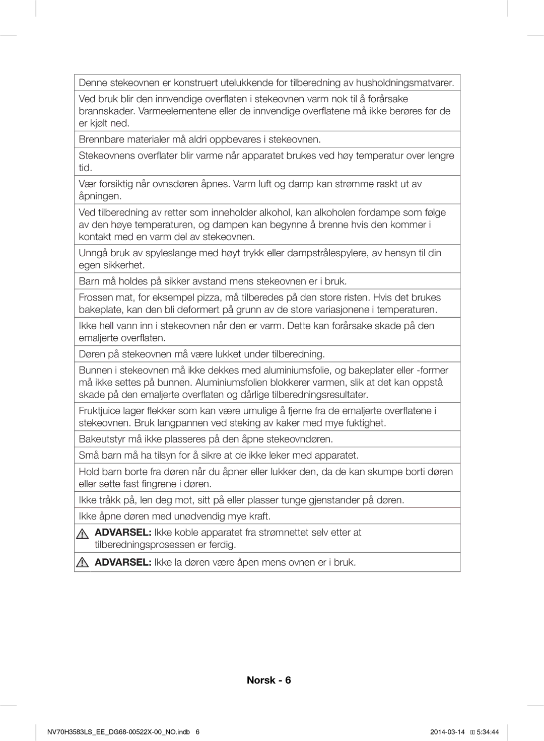 Samsung NV70H3583LS/EE manual Norsk 