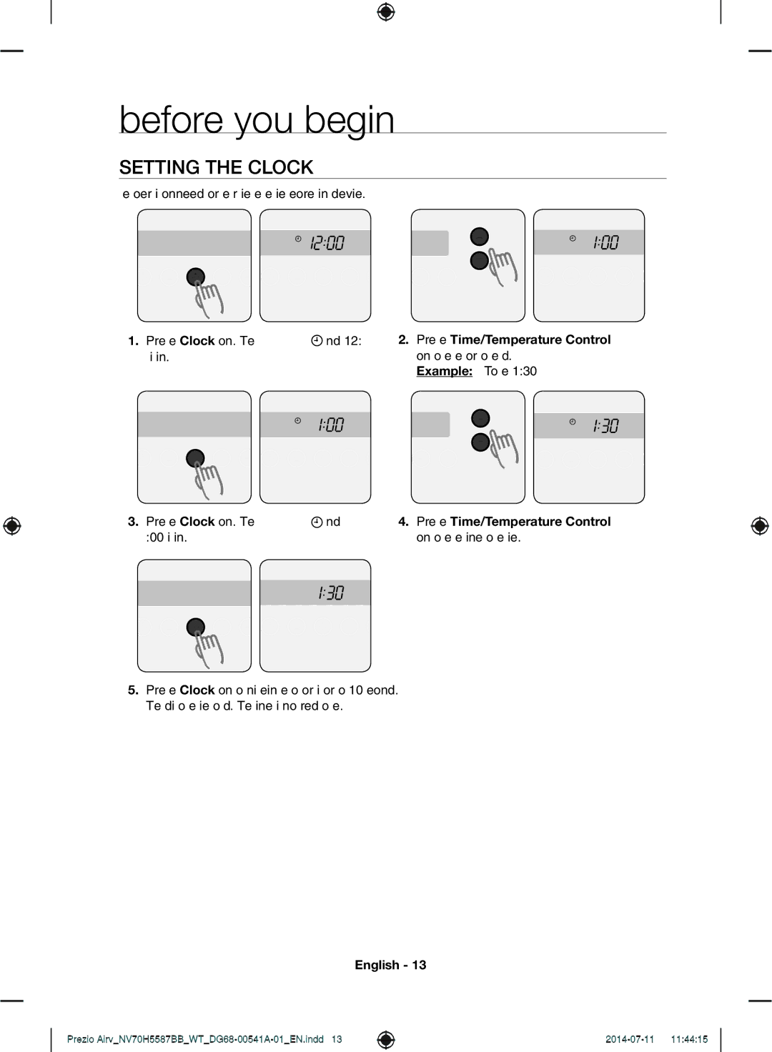 Samsung NV70H5587BB/WT, NV70H5557LB/WT manual Before you begin, Setting the Clock 