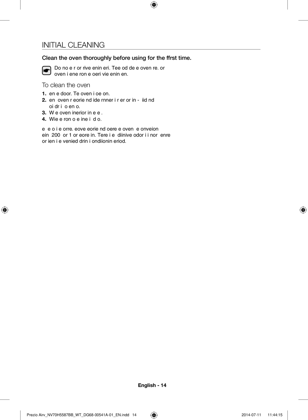 Samsung NV70H5557LB/WT, NV70H5587BB/WT manual Initial Cleaning, To clean the oven 