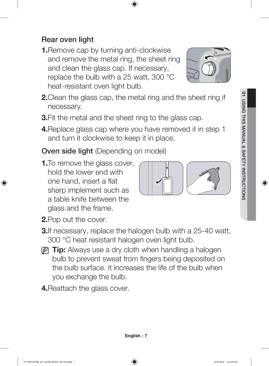 Samsung NV70H5587BB/EO manual Rear oven light 