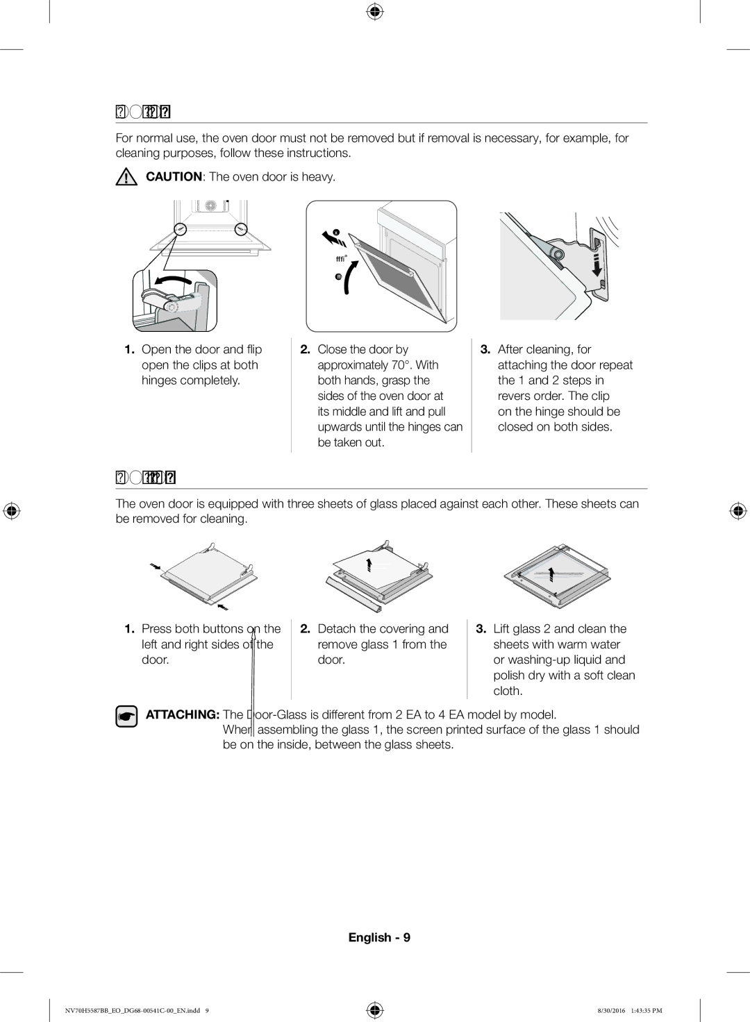 Samsung NV70H5587BB/EO manual Door Removal, Door Glass Removal, Accessories 