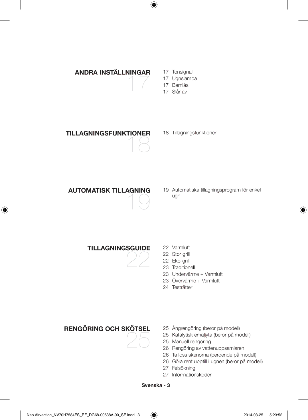 Samsung NV70H7584ES/EE manual Tonsignal, Barnlås, Slår av 