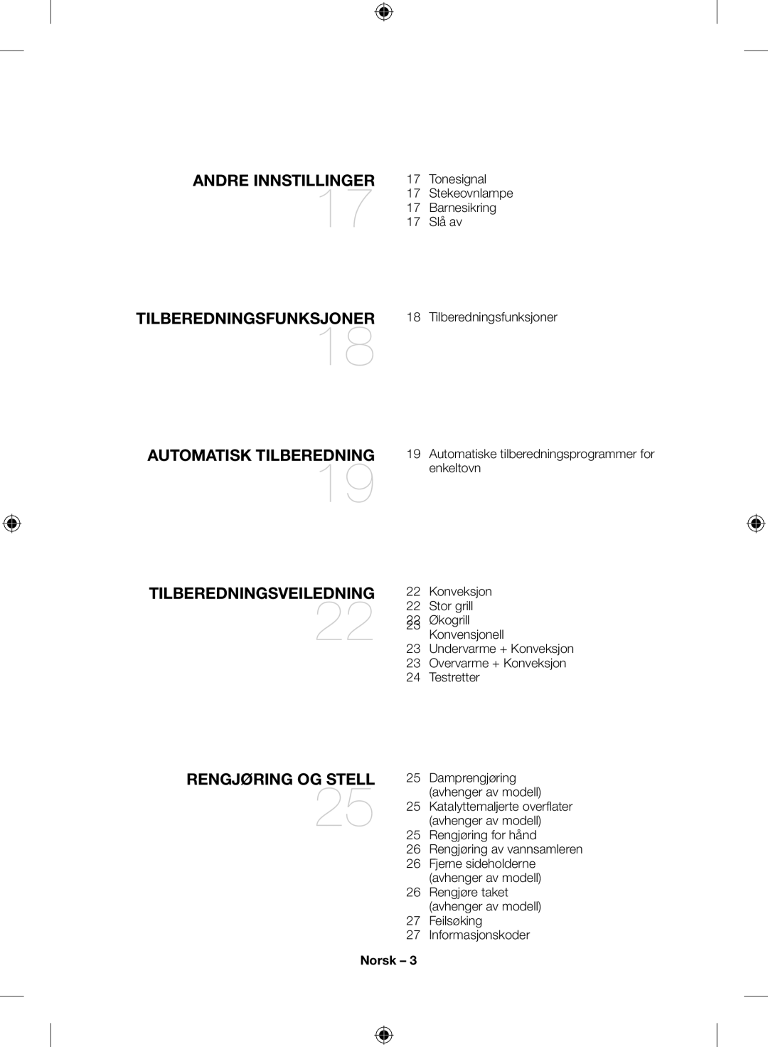 Samsung NV70H7584ES/EE manual Tonesignal, Barnesikring, Slå av, Rengjøring for hånd Rengjøring av vannsamleren 