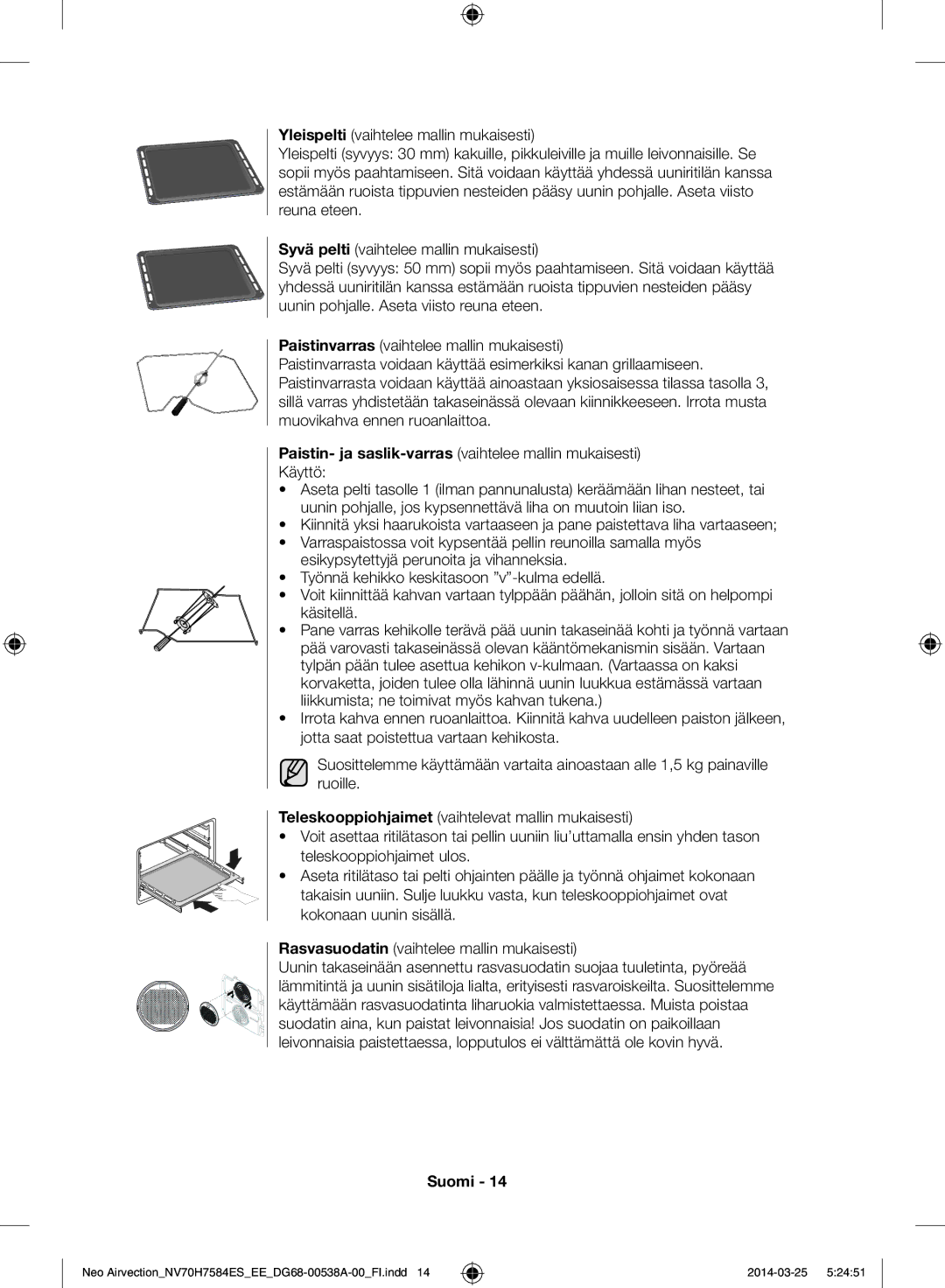 Samsung NV70H7584ES/EE manual Suomi 