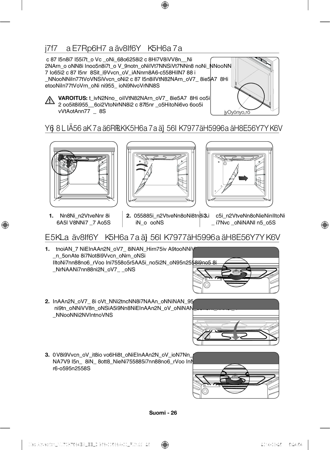 Samsung NV70H7584ES/EE manual Vedenkeräimen puhdistaminen, Sivuohjainten irrottaminen vaihtelee mallin mukaisesti 