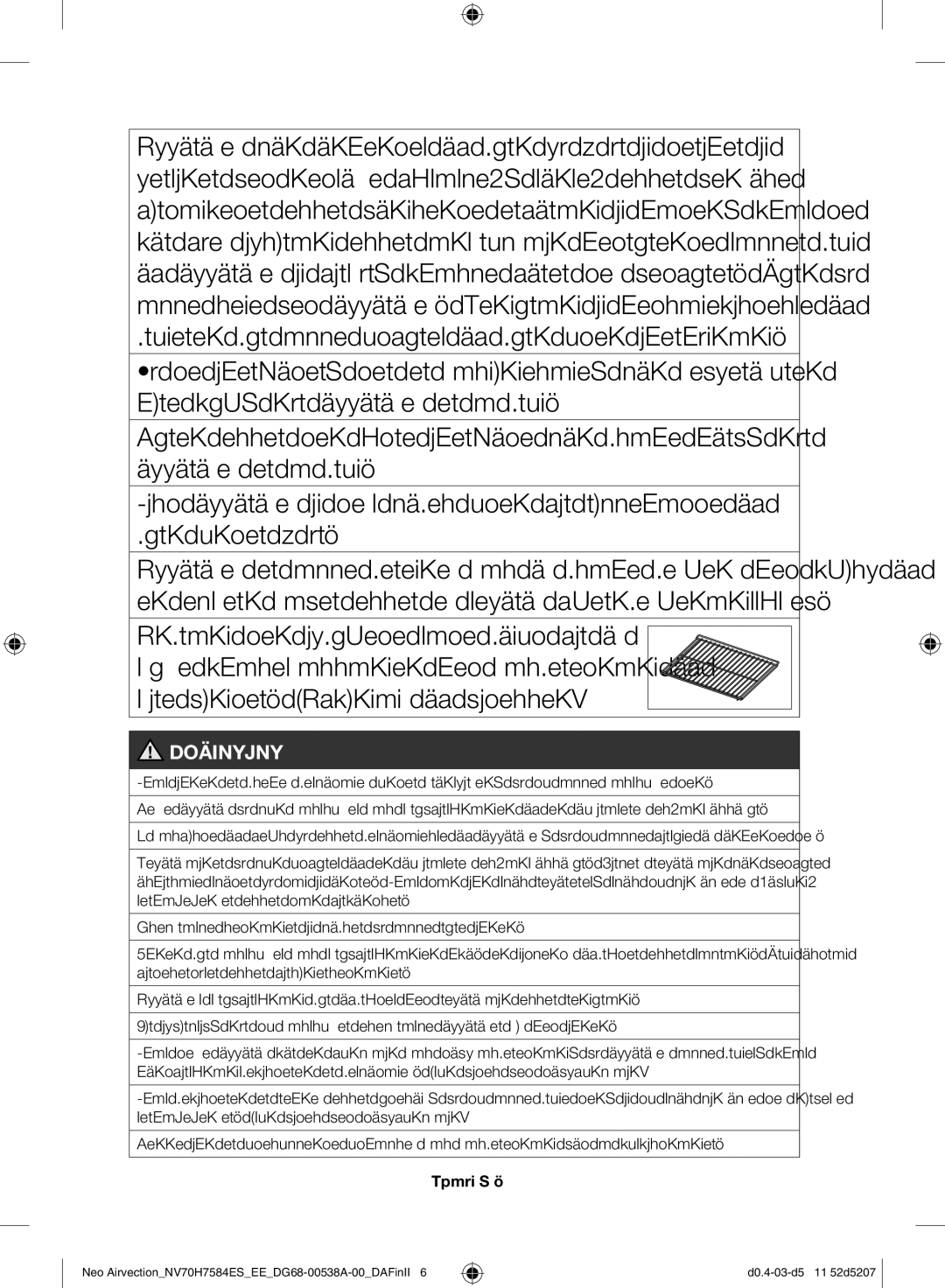 Samsung NV70H7584ES/EE manual Forsigtig 