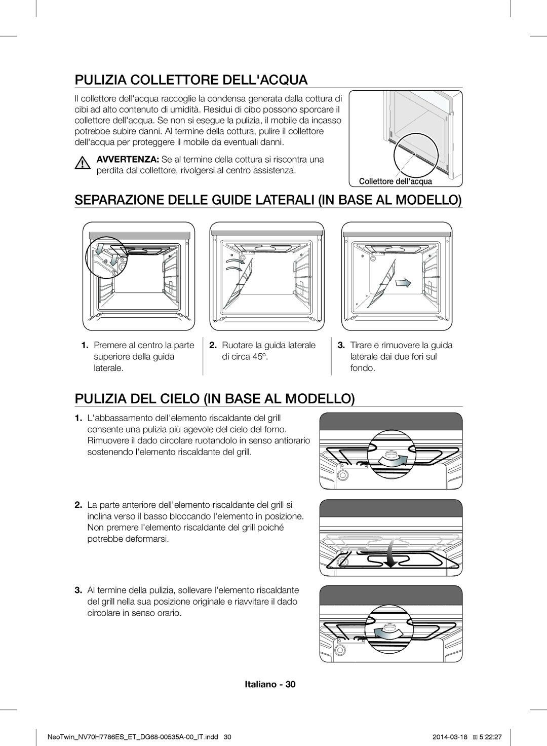 Samsung NV70H7786BS/ET, NV70H7786ES/ET Pulizia Collettore Dellacqua, Separazione Delle Guide Laterali in Base AL Modello 