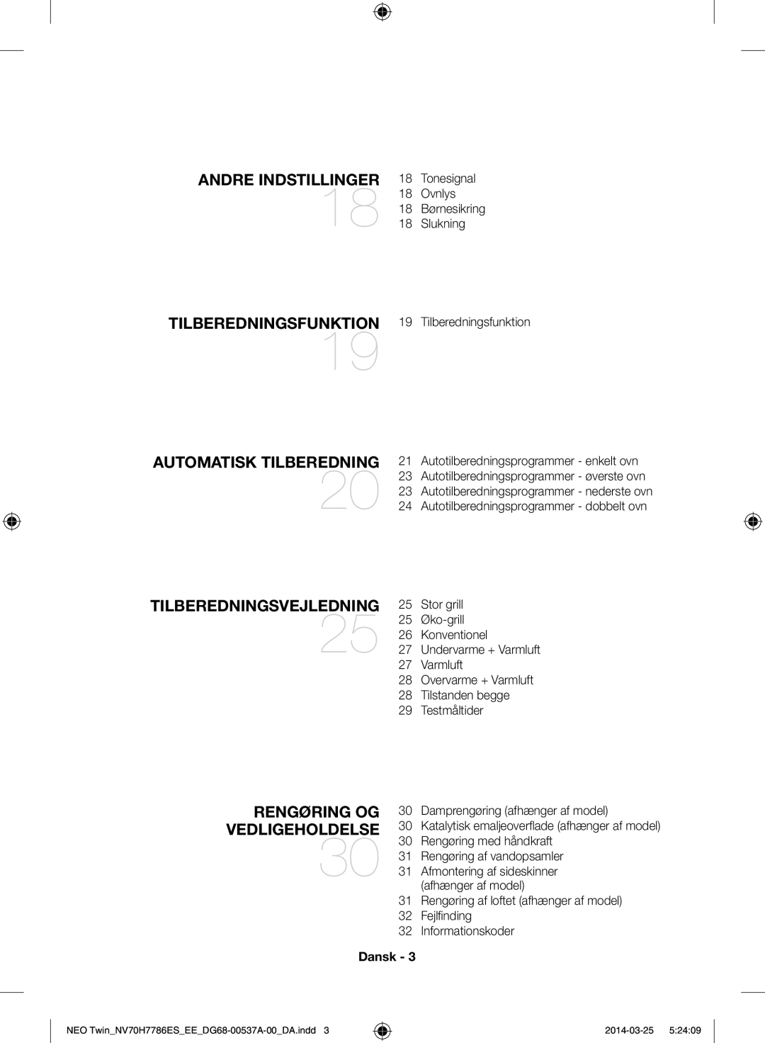 Samsung NV70H7786ES/EE manual Ovnlys, Tilberedningsfunktion 19 Tilberedningsfunktion 