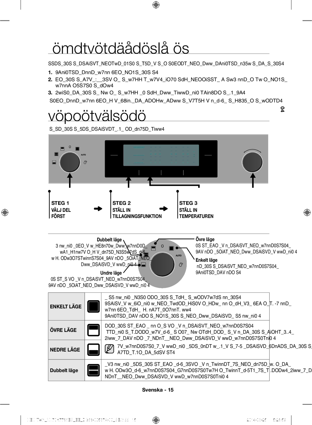 Samsung NV70H7786ES/EE manual Inledande rengöring, Använda ugnens olika delar 