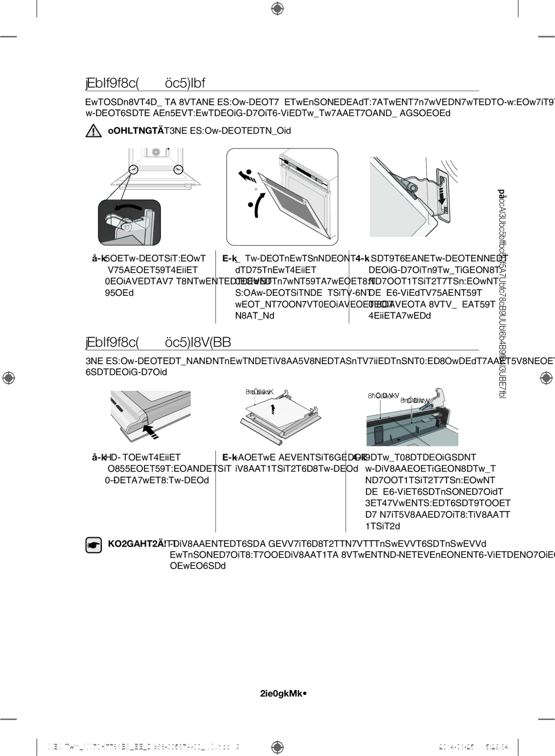 Samsung NV70H7786ES/EE manual Fjerning av døren, Fjerning av dørglass, Tas ut Begge sider 