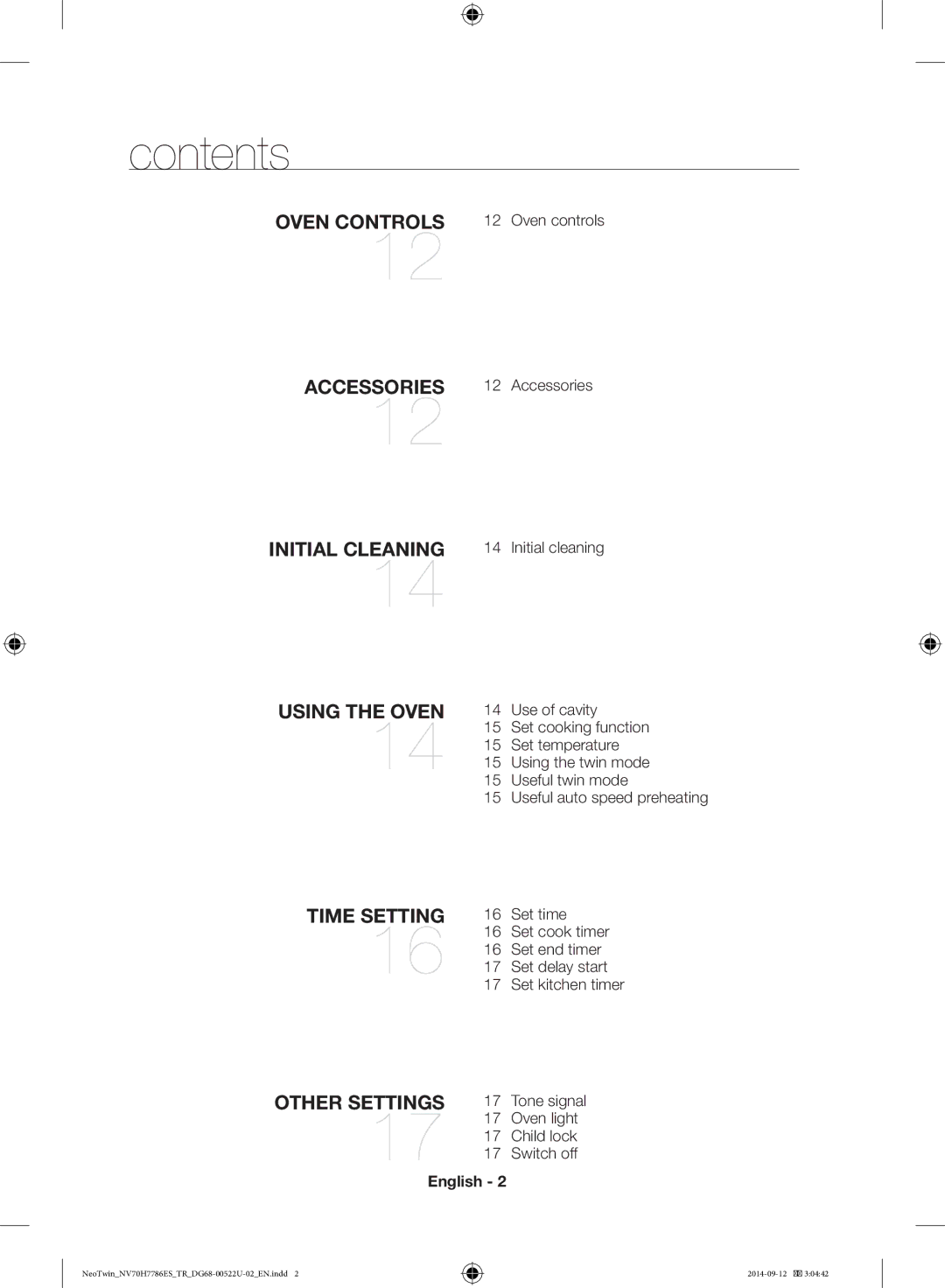 Samsung NV70H7786ES/TR manual Contents 