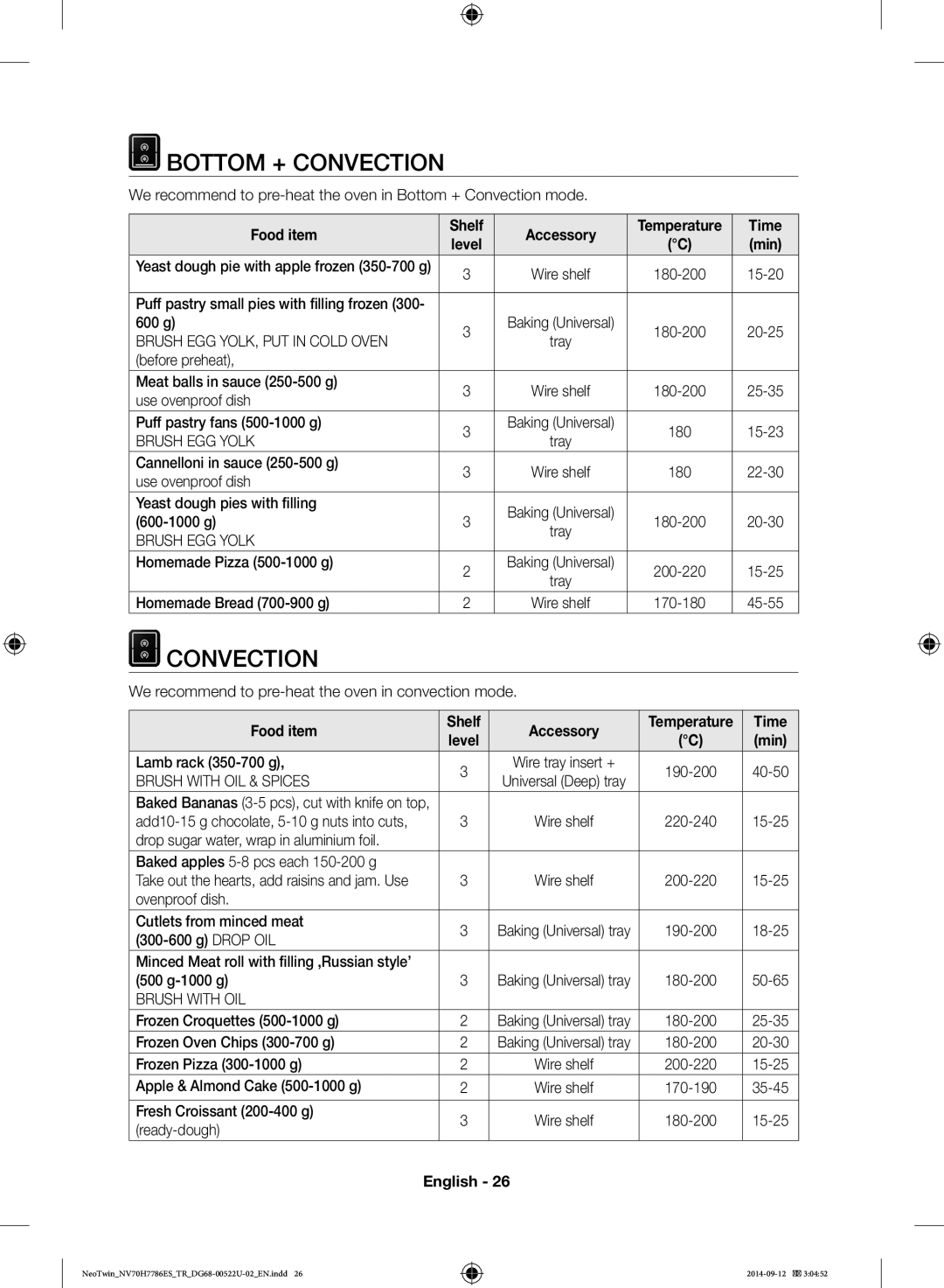 Samsung NV70H7786ES/TR manual Bottom + Convection 